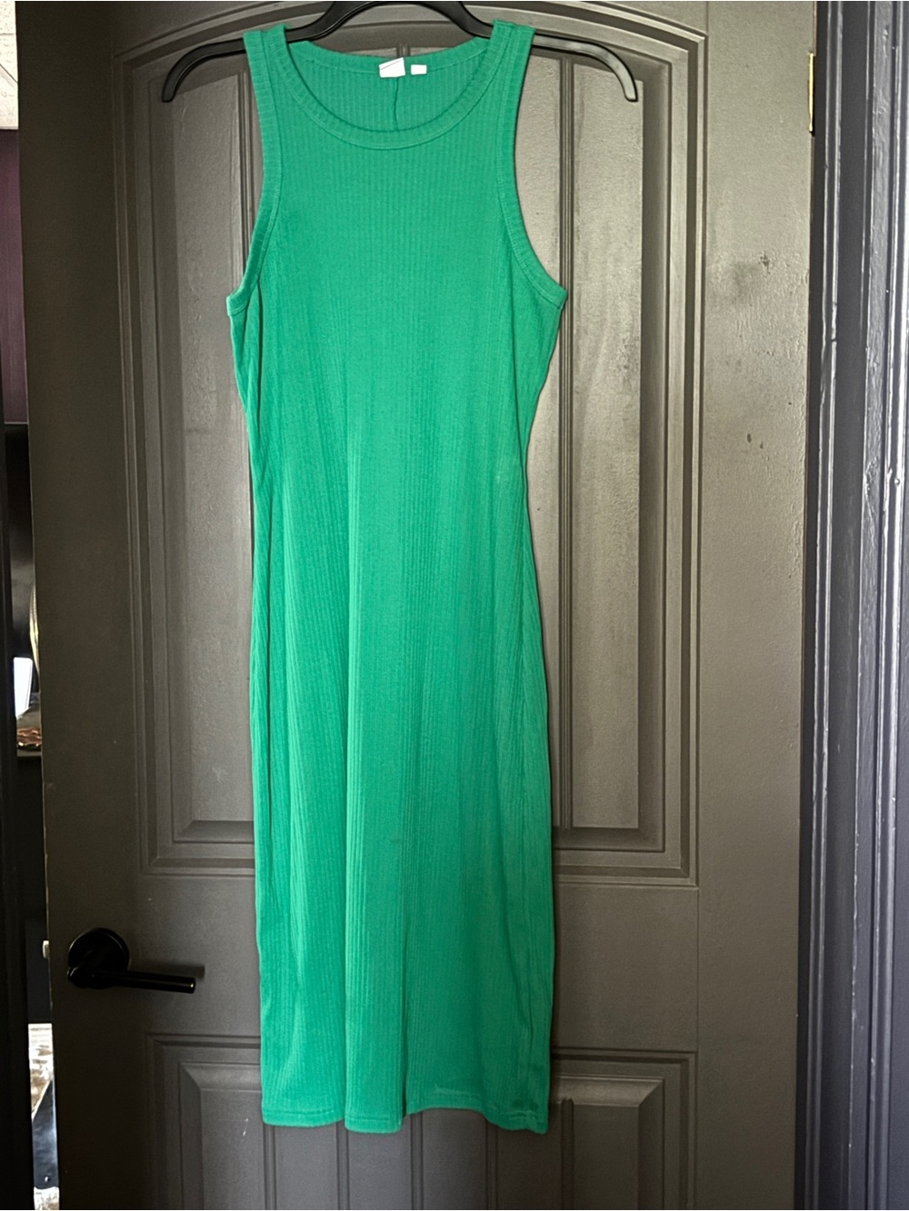 Sleeveless Rib Knit Midi Dress - Green